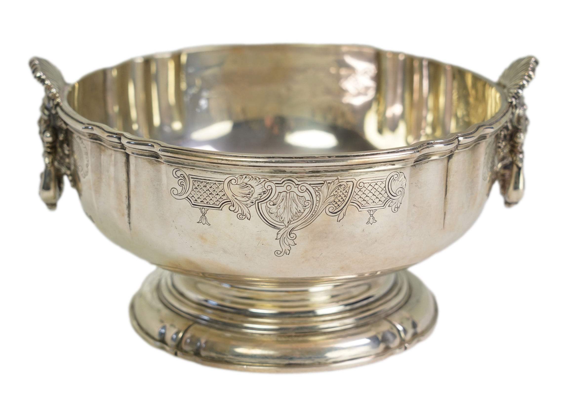 A George V silver two handled pedestal bowl, by Crichton Brothers